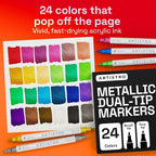 ARTISTRO 24 Metallic Acrylic Paint Markers - Image 2