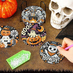 Axquilon 8 Pcs Halloween Diamond Art Coasters Kit - Image 5