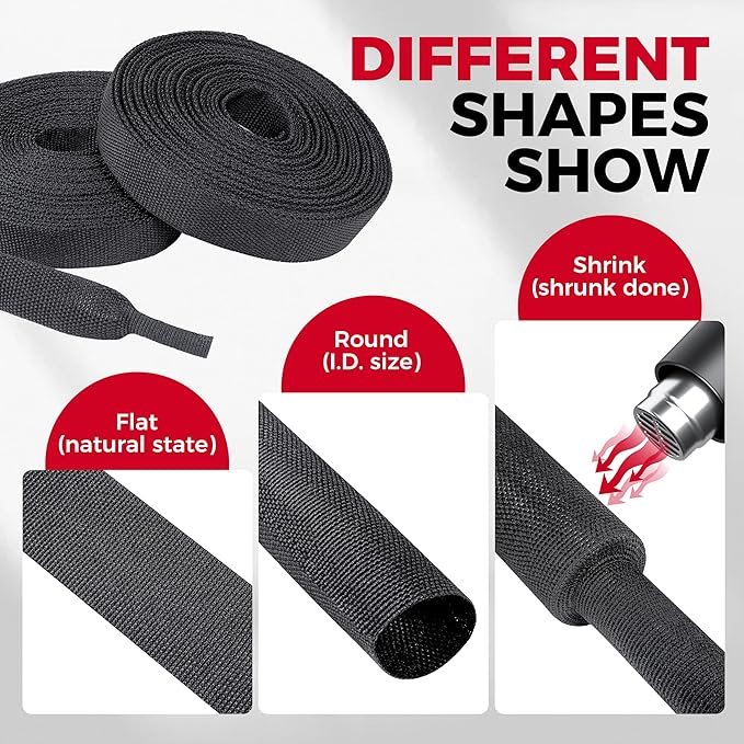 2 in 1 Heat Shrink Braided Sleeving Fabric Tubing-Ideal fit Irregular Shape - Image 2
