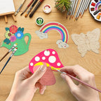 32PCS Wooden Spring Ornaments to Paint, 8 Styles DIY Blank Unfinished Wood - Image 4