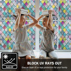 Stained Glass Window Film, Window Privacy Films, Colorful Lattice Window Tint - Image 4
