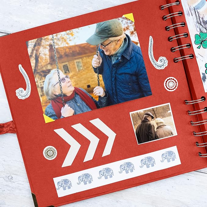 Bstorify Square Scrapbook Photo Albums 8 x 8 Inch Red Thick Paper, Metal Corners - Image 6