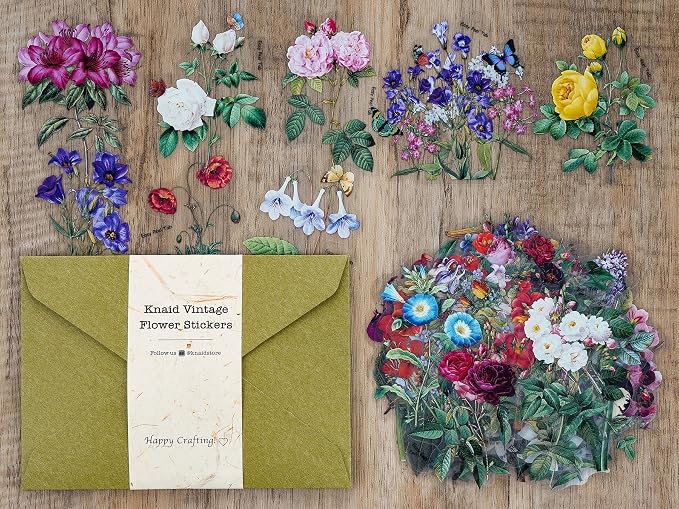 Knaid 100 Pieces Vintage Flower Stickers Set - Image 5
