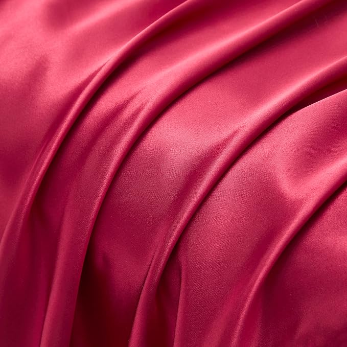 Satin Pillowcases with Zipper （20x36）, King Size Pillowcases Set of 2, Wine Red - Image 4