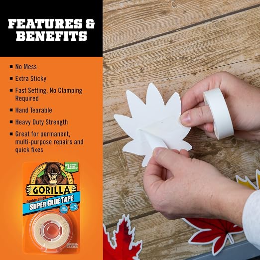 Gorilla Super Glue Tape, Double Sided, High Tack, 5/8in x 20ft - Image 2