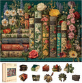 BODHIPNJOY Bookshelf Puzzles for Adults 500 Pieces, Wildflower Books Pages by BODHIPNJOY