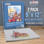 U.S. Art Supply 9"x12" Mixed Media Sketchbook, 2 Pack, 98 lb - Image 2