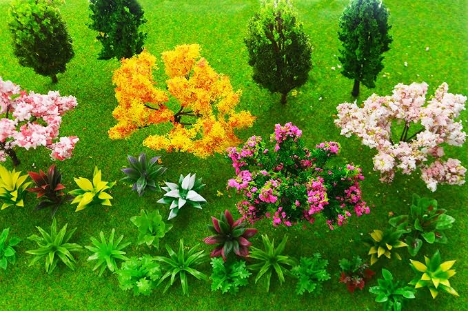 MOMOONNON 28 Pcs Miniature Fairy Garden Tree Plant Ornament, Mixed Model Trees - Image 7