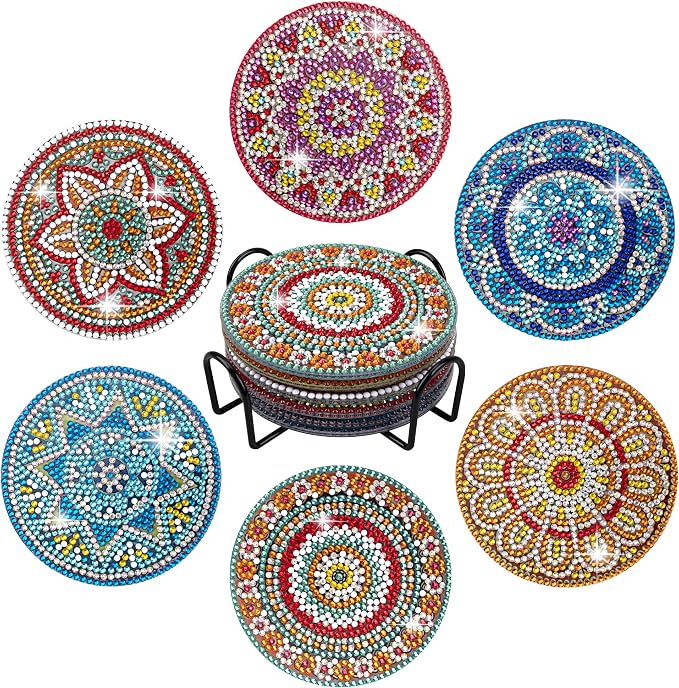 Temlum 6 Pcs Diamond Painting Coasters by TEMLUM