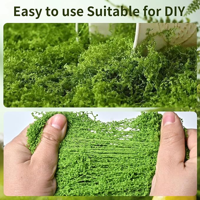 Fake Moss for Plants Indoor, 3.5OZ Dual-Color Artificial Moss for Crafts - Image 2