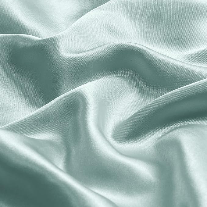 BEDELITE Satin Pillowcase with Zipper, Haze Blue Pillow Cases Queen Size Set of - Image 3