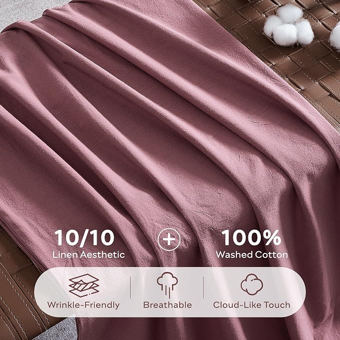 JELLYMONI 100% Washed Cotton Duvet Cover Queen – Soft, Breathable Linen-Look - Image 3