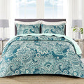 Whale Flotilla Reversible Printed Quilts Queen Size, Extra Soft Boho Paisley by WHALEFLOTILLA