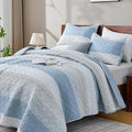 Andency King Size Quilt Set Misty Blue, 3 Pieces Summer Ultra Soft Lightweight by Andency