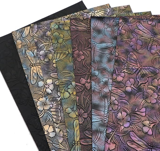 David accessories Flower Butterfly Bump Texture Faux Leather Sheet 7 Pcs 7.7" x - Image 5