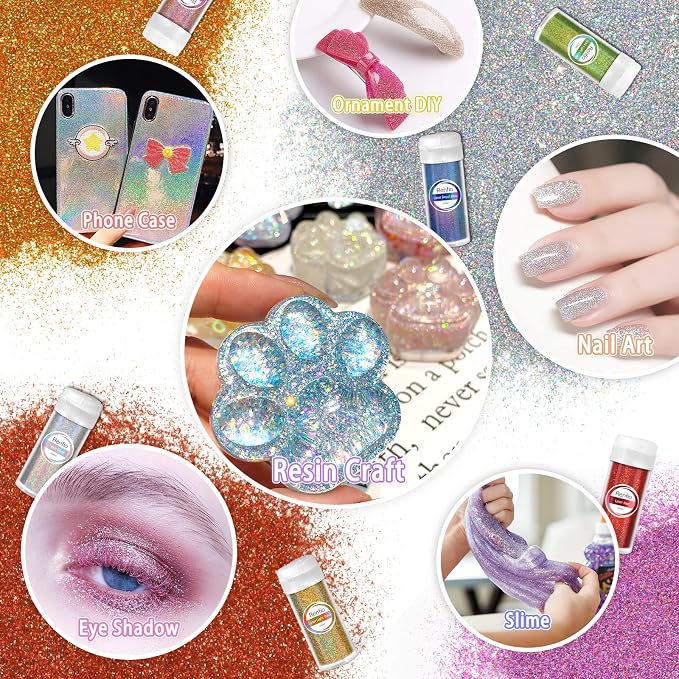 Renfio 28 Colors Holographic Glitter Set, 14.81oz 420g Ultra Fine Glitter - Image 5