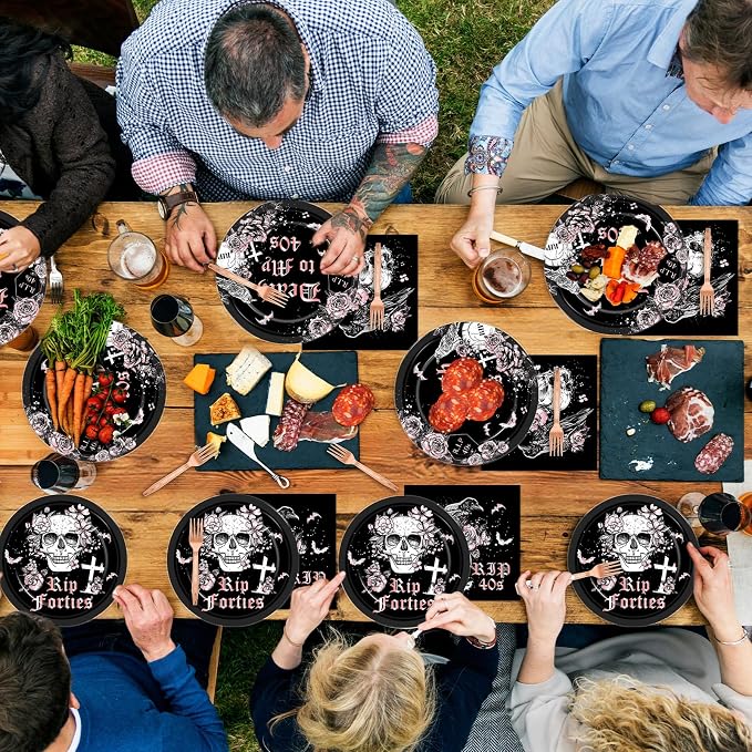 Qyeahkj 100 Pcs 50th Birthday Party Supplies Death to My 40s Paper Plates and - Image 7