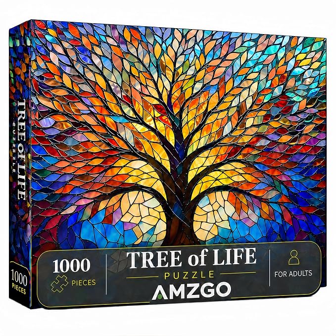 1000 Pieces Stained Glass Jigsaw Puzzle, Beautiful Tree of Life Art Puzzles by Unknown