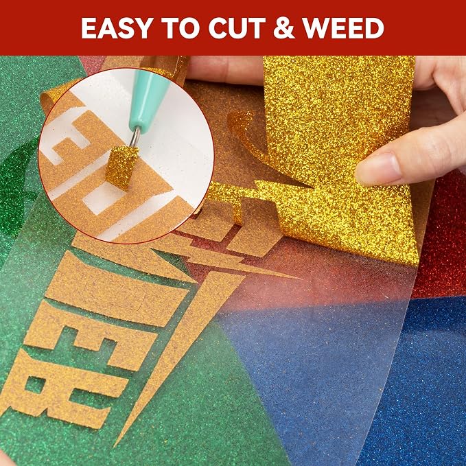 Aoder Red Glitter HTV Heat Transfer Vinyl - Image 6
