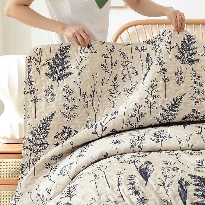 JANZAA Quilt King Size Beige Quilt Bed Spread Boho Quilt - Image 8