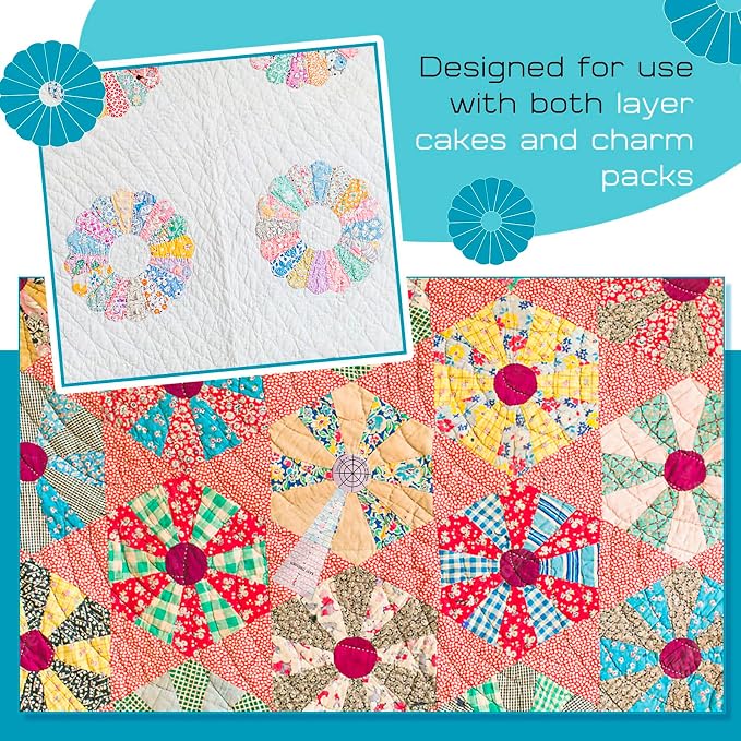 Kigley 5 Pcs Acrylic Quilting Template Ruler 10 Inch Dresden Plate Template - Image 5