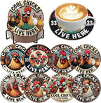 8 PCS Chicken Diamond Art Coasters Kits Diamond Painting Coaster | Diamond by Benjenes