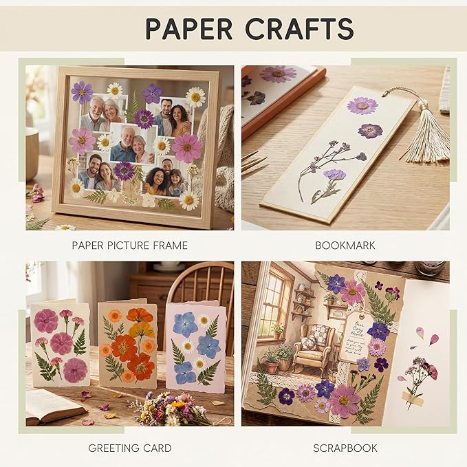 LUXEEASE 100P Purple Dried Pressed Flowers | Dusty mauve shades, big to tiny - Image 5