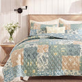 BLOOMHAVEN Quilt Set King Size, Patchwork Green Floral Quilt Sets, Reversible by BLOOMHAVEN