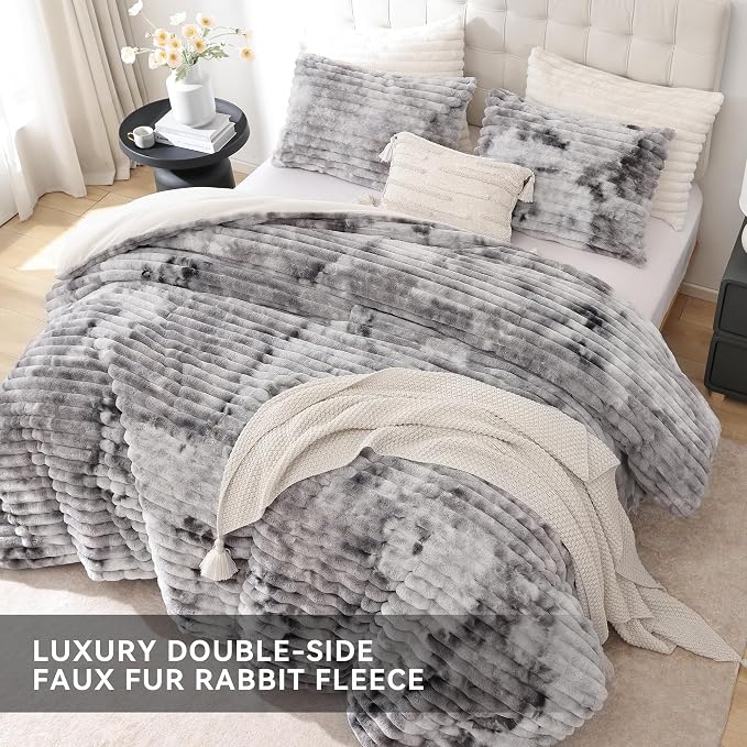 Smoofy Fluffy King Size Comforter Set 3 Pieces - Image 4