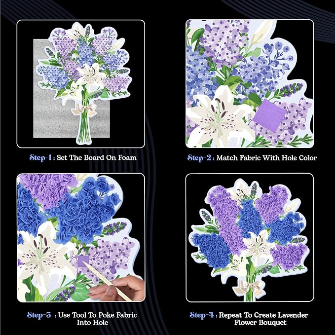 Unwynd Poke Art Lavender Flower Bouquet | Mess-Free Arts and Crafts - Image 6