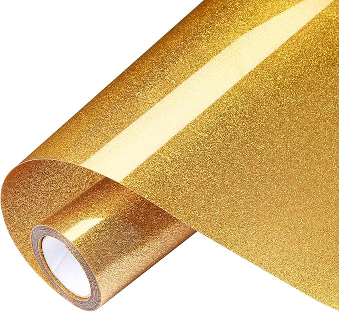 VinylRus Glitter Heat Transfer Vinyl Rolls-10” x 8ft Gold Iron on Vinyl by VinylRus