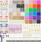 Mio Angle Clay Beads 2 Boxes 24 Colors Bracelet Making Kit, Round Letter Beads by MioAngle