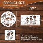 Keluna Mushroom Stencils for Painting, 12 Inch Large Reusable Crescent Moon - Image 3