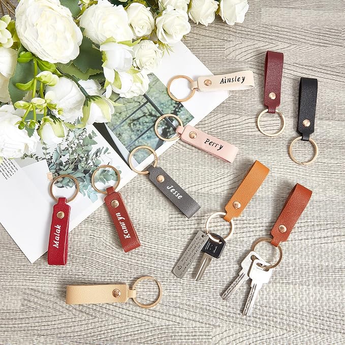 Wavyknot 150 Pcs PU Leather Keychain Blanks Bulk Laser Engraving Blanks - Image 3