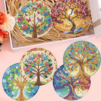 8 Pack Diamond Art Coasters, Tree of Life Diamond Painting Coasters Kits | Tree - Image 6