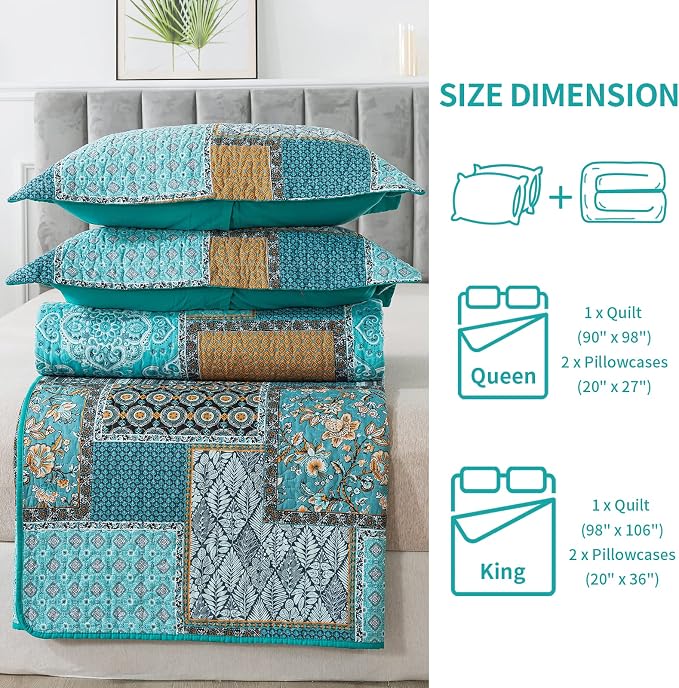 BEDIFANY Cotton Queen Size Quilt, Lightweight Bedspread Queen Size, Quilted - Image 9