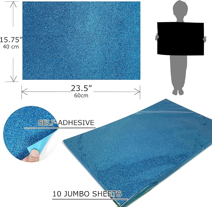 Allgala Jumbo Self-Adhesive Glitter EVA Foam Sheets 10 Pack 16x24 inch Paper - Image 2
