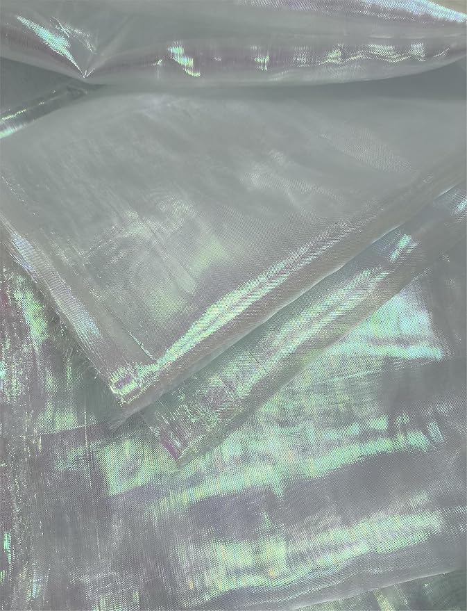 Aqua Blue Iridescent Organza Fabric - Image 2