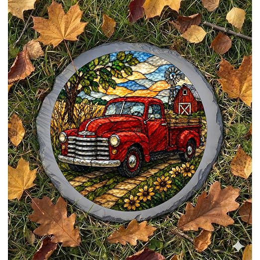 Magnolia Garden 10-Inch Vintage Red Truck Stepping Stone - Image 6