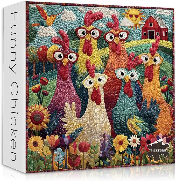 Chicken Puzzles for Adults 1000 Piece, PICKFORU Funny Chicken Jigsaw Puzzle by PICKFORU