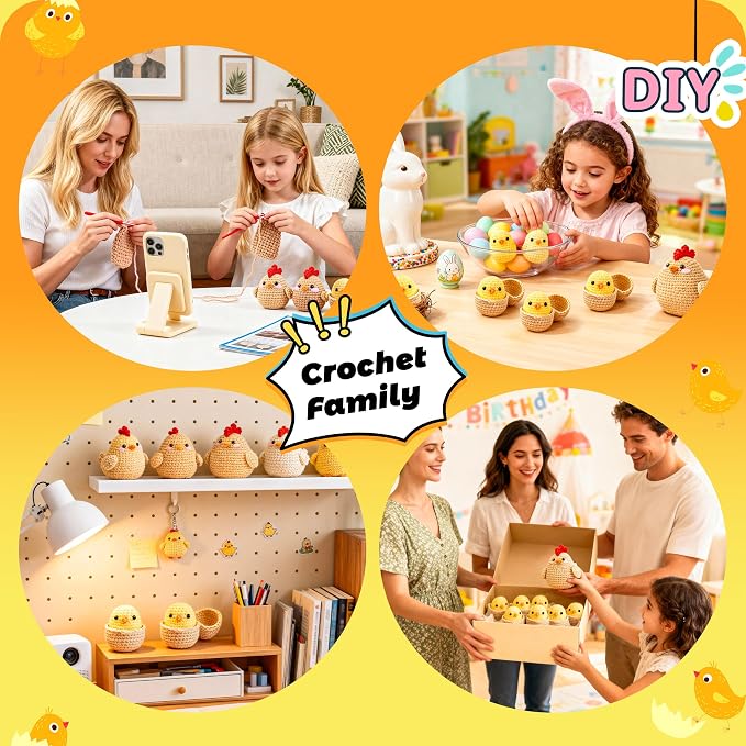 Joyclub Crochet Kit for Beginners 4 Pcs Chicken Family Amigurumi Crochet - Image 5