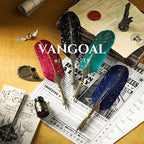 VANGOAL Vintage Carving Feather Pen Set, Glittering Quill Set Antique - Image 5