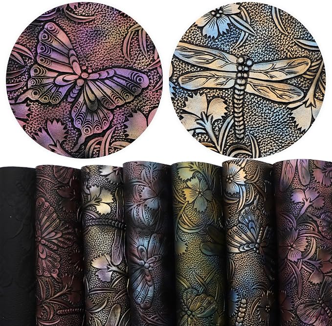 David accessories Flower Butterfly Bump Texture Faux Leather Sheet 7 Pcs 7.7" x by David+accessories
