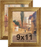 KTKDE 9x11 Picture Frame Set of 2, Ornate Vintage Gold Poster Frames by KTKDE