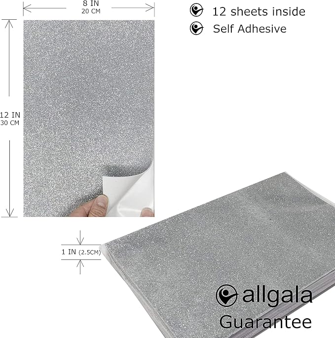 Allgala 12 Pack Glitter EVA Foam Paper 8"x12" Sheets - Image 2