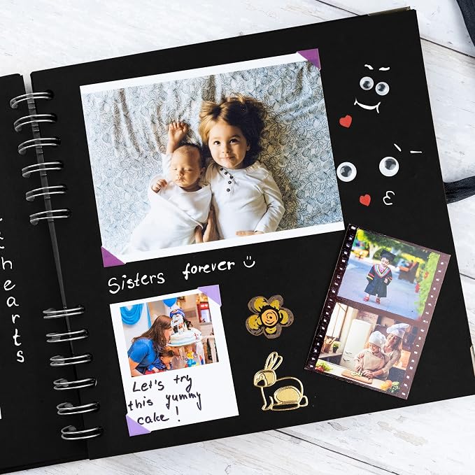 Bstorify Scrapbook Album 60 Pages Black Thick 250gsm Kraft Paper, Corner - Image 5