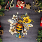 Christmas Bee Acrylic Ornament, Faux Stained Glass Acrylic Bee Hanging - Image 6
