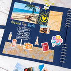 Bstorify Square Scrapbook Photo Albums 80 Pages Blue Thick Paper, Ribbon Closure - Image 5