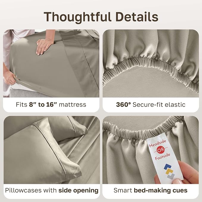 California Design Den Soft 100% Cotton Bed Sheets Queen Size Set, 400 TC Good - Image 6