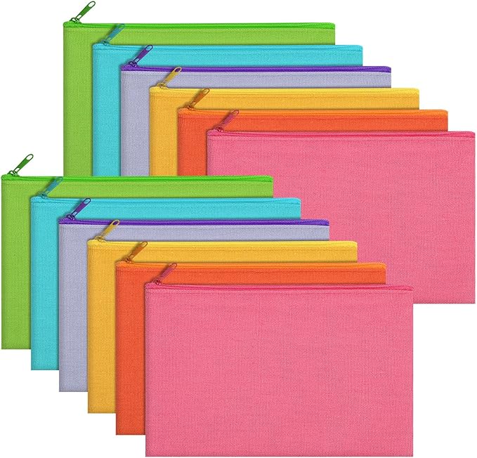 12 Pieces Cotton Canvas Makeup Bag, Blank DIY Craft Bag by Sinzip